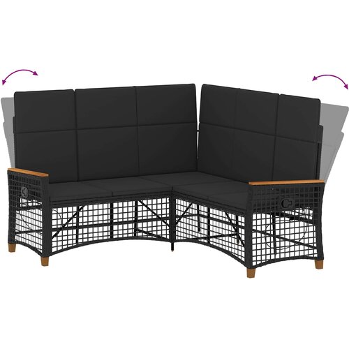  Vrtni set sofe za opu&amp;scaron;tanje Podesiva Crna 164 x 164 x 112 cm Slike