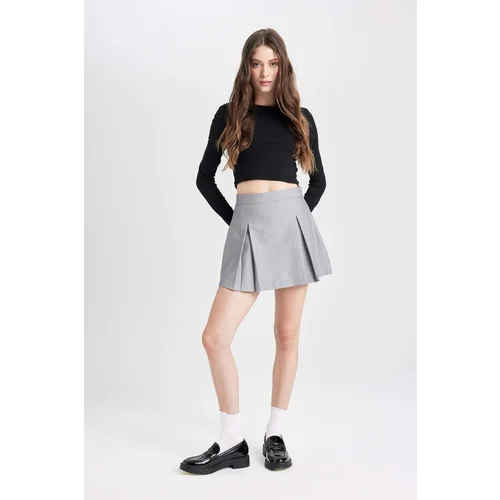  Coool High Waist Basic Plain Cotton Side Zipper Mini Shorts Skirt