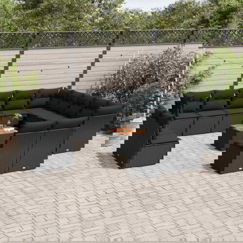  The Living Store Vrtna sedežna garnitura 14-delna z blazinami črn poli ratan - Vrtna Sedežna Garniture, (21481440) Cene