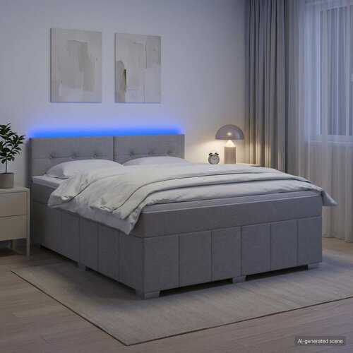  Boxspring krevet s madracem Svjetlosiva 180 x 200 cm Tkanina Slike