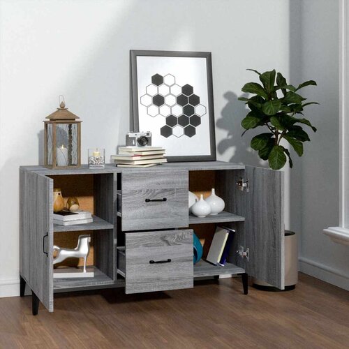  Komoda boja hrasta sonome 100 x 36 x 60 cm konstruirano drvo Siva Slike