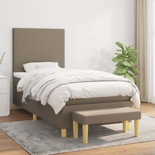 The Living Store Box spring postelja z vzmetnico taupe 100x200 cm blago - Box Spring Postelja, (21514439) Cene
