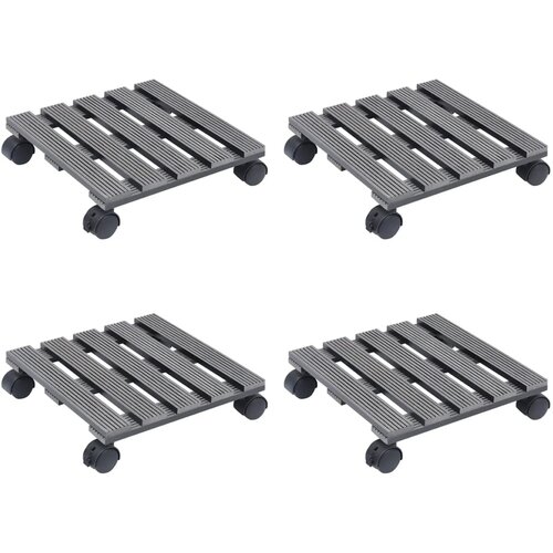 VidaXL Voziček za rastline 4 kosi sive barve 30x30x7,5 cm WPC Slike