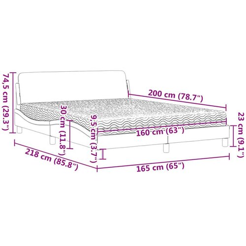VidaXL Krevet s madracem krem 160x200 cm od tkanine Slike