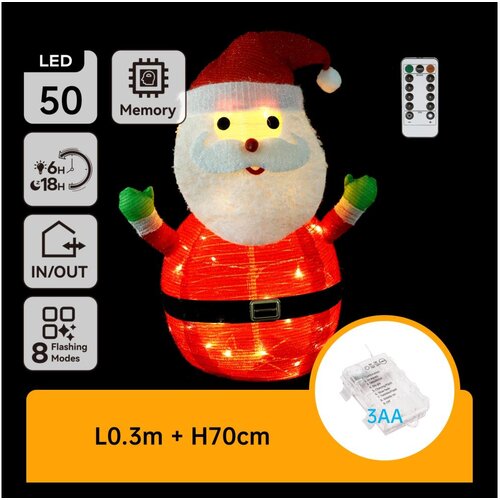 Aigostar LED Božićna dekoracija za spolja&scaron;nju upotrebu 50xLED/3xAA 0,7m IP44 toplo svetlo Santa Claus Cene