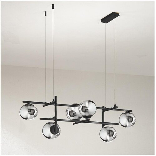  Ondaluce - Visilica na sajli JEWEL 6xE14/10W/230V crna/zadimljeno staklo Cene