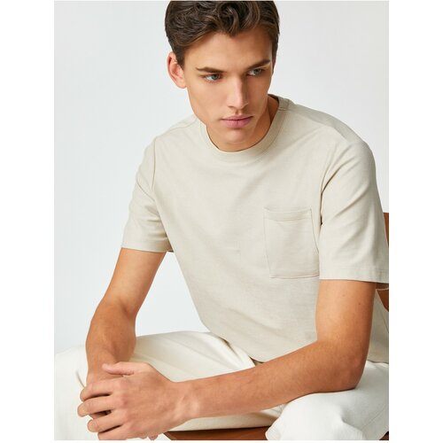 Koton Basic T-Shirt Pocket Detailed Crew Neck Short Sleeve Cotton Slike