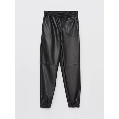 LC Waikiki Women's Leather-Look Straight Pants with Elastic Waist