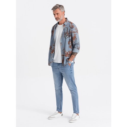 Ombre Men&amp;#039;s denim pants CARROT FIT - light blue Slike