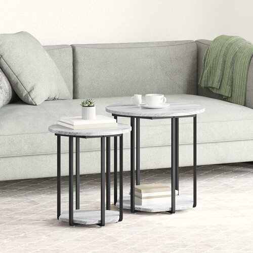  Set pomoćnih stolića s policom 2 pcs Siva Cene