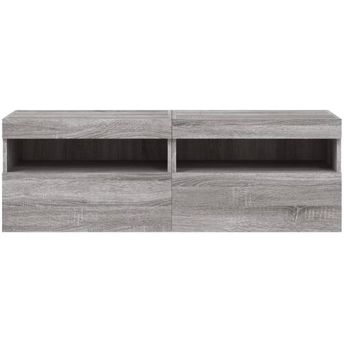  Zidni TV ormarići LED 2 kom siva boja hrasta 60x30x40 cm Slike
