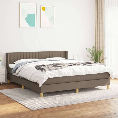  Box spring postelja z vzmetnico taupe 200x200 cm blago Slike