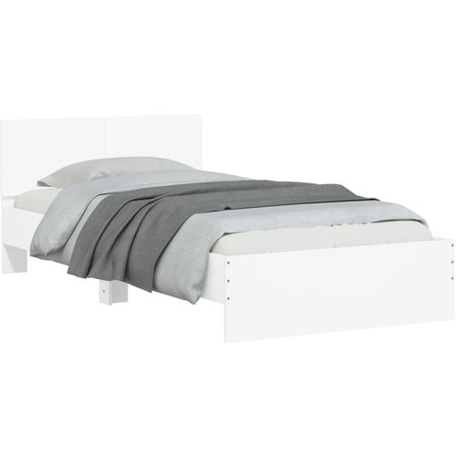  Okvir za krevet s uzglavljem i LED svjetlima bijeli 100x200 cm Slike
