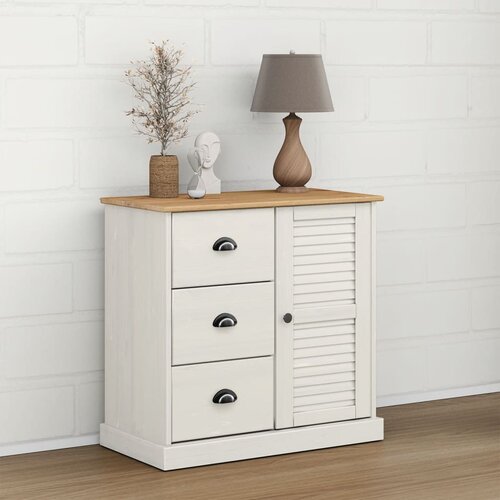 The Living Store Komoda s predali VIGO 78x40x75 cm bela trdna borovina - Komoda, (21437515) Slike