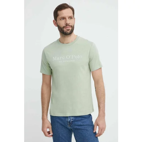 Marc O'Polo Pamučna majica za muškarce, boja: zelena, s tiskom