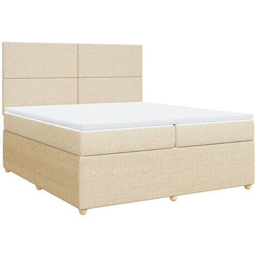 VidaXL Krevet s oprugama i madracem krem 200 x 200 cm od tkanine Slike