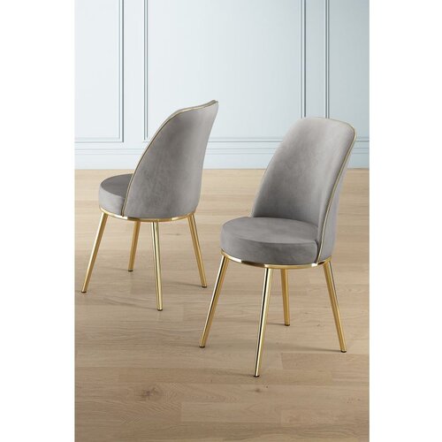 Hanah home Pefa - Grey, Gold GreyGold Chair Set (4 Pieces) Cene