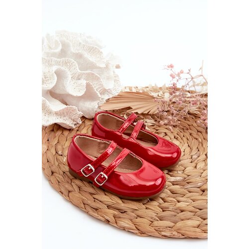 FR1 Red Patent Leather Children's Ballerina Flats with Straps Margenis Cene