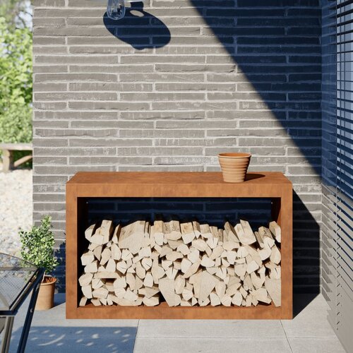 vidaXL stojalo za drva 100x40x60 cm korten jeklo Cene