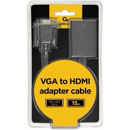 Cablexpert VGA to HDMI adapter cable, 0.15 m, black Slike
