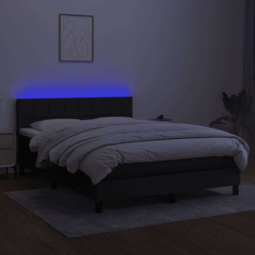  Box spring s madracem LED crni 140x190 cm od tkanine Slike