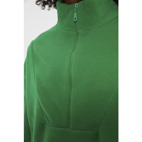 Trendyol Green Zipper Detailed Fleece Knitted Sweatshirt Cene