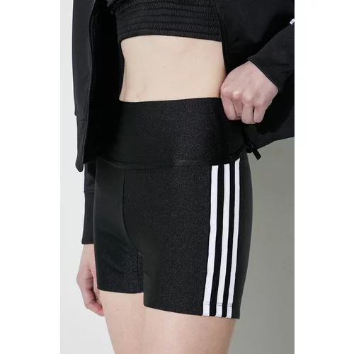 Adidas Kratke hlače za žene, boja: crna, s aplikacijom, visoki struk