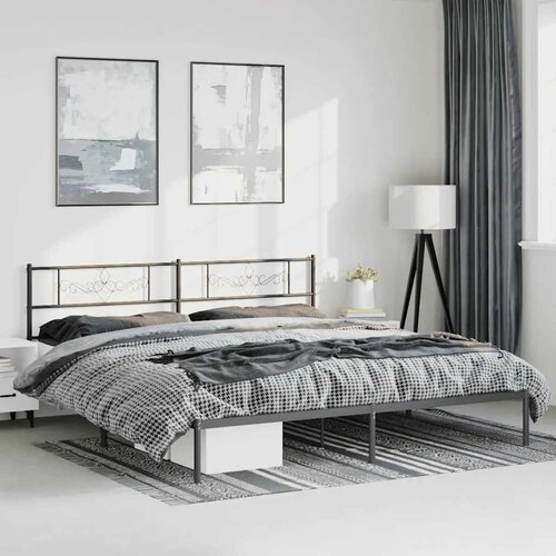 Metalni okvir za krevet s uzglavljem crni 193x203 cm Cijene