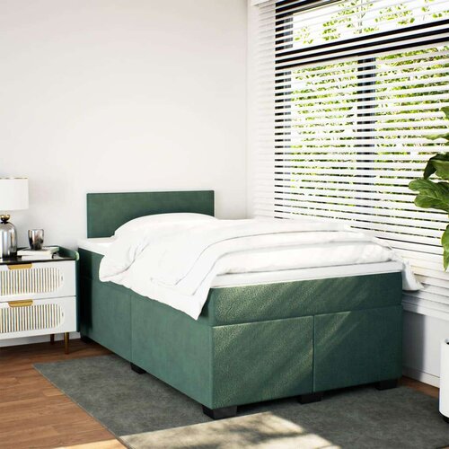 VidaXL krevet box spring s madracem tamnozeleni 120x190 cm bar&amp;scaron;unasti Slike