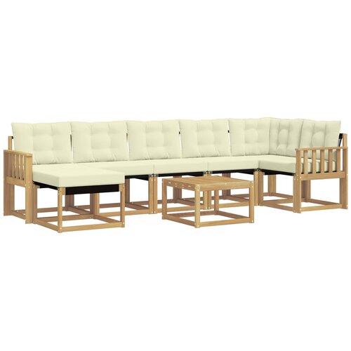vidaXL Zunanja garnitura za sedenje z blazino 8 pcs Bela in krem, (5000281236) Cene