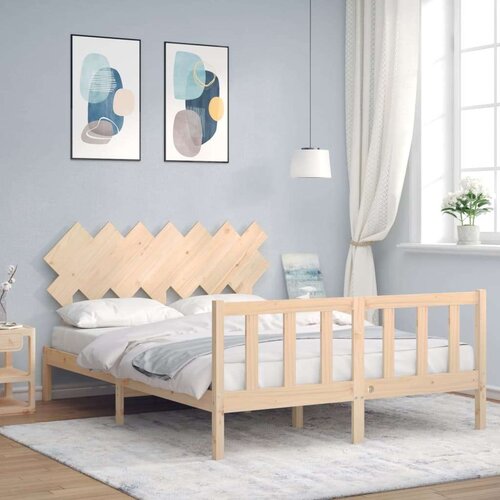  Okvir za krevet s uzglavljem 140x200 cm od masivnog drva Slike