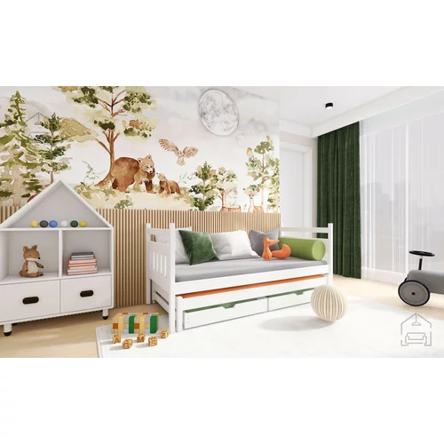 Lano Otroška postelja z dodatnim ležiščem Daniel - 80x200 cm - Bela