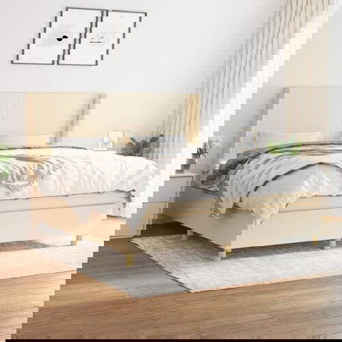  The Living Store Box spring postelja z vzmetnico krem 180x200 cm blago - Box Spring Postelja, (21450184) Slike