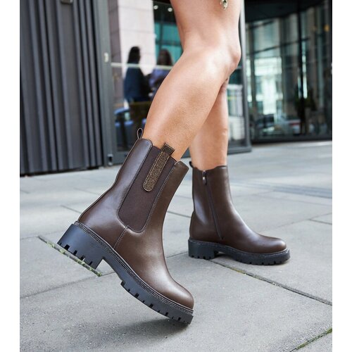 Gemre Brown high ankle boots decorated with rhinestones Vicco Cijene