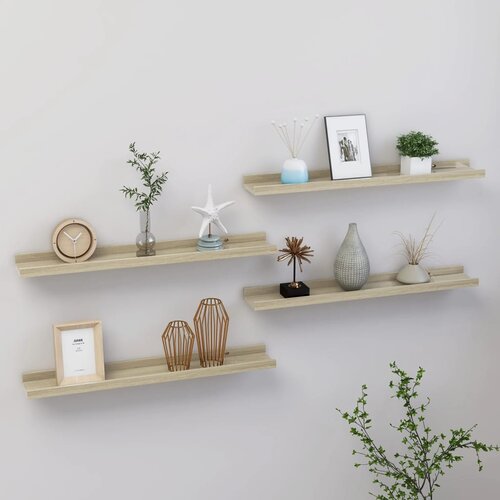 VidaXL Stenske police 4 kosi sonoma hrast 60x9x3 cm Slike