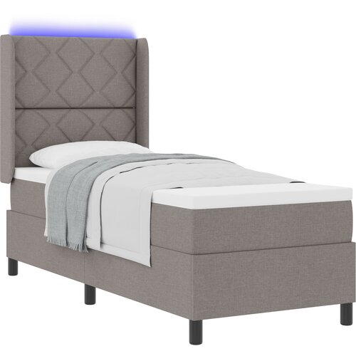 vidaXL Box Spring postelja z vzmetnico in LED Taupe 90x190 cm tkanina, (22049802) Cene