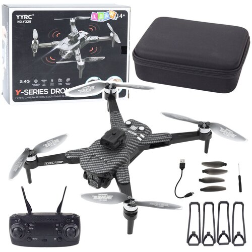  Dron na daljinsko upravljanje Y329, HD kamera, WIFI, LED luči, aplikacija - karbon/črna Cene