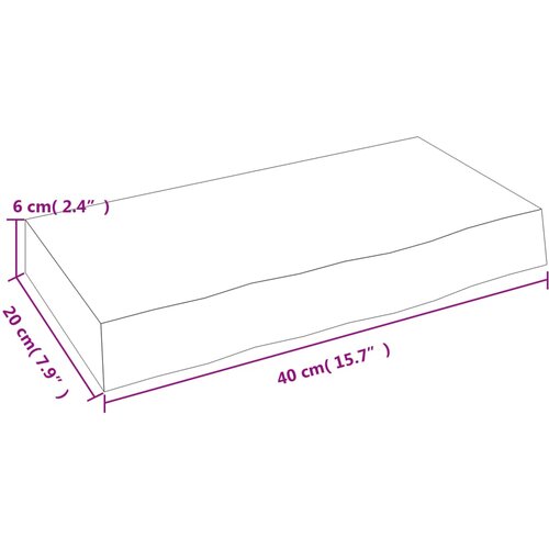  Zidna polica svjetlosmeđa 40 x 20 x 6 cm od obrađene hrastovine Slike