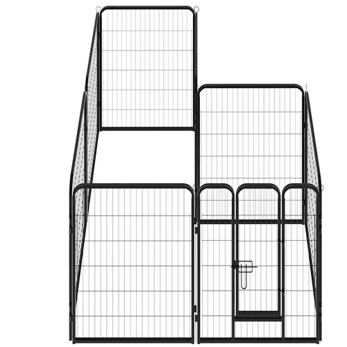  Ograda za pse s 8 ploča od čelika 80 x 100 cm crna Slike