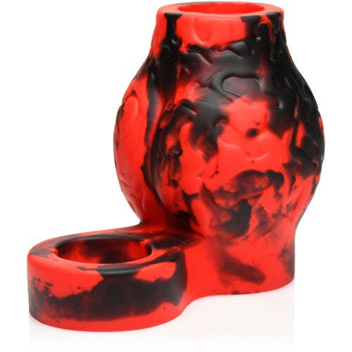 Creature Cocks Hell Hound Silicone Penis Sleeve + Ball Stretcher Large Red Slike
