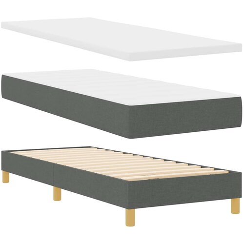vidaXL Postelja s &scaron;katlo in vzmetnico temno siva 80x200 cm, tkanina Cene