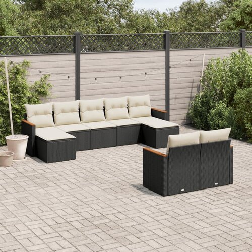  9-dijelni set vrtnih sofa s jastucima crni od poliratana Cijene