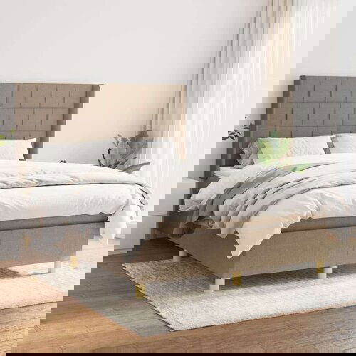  Box spring postelja z vzmetnico taupe 140x190 cm blago, (20894758) Cene