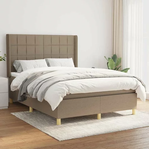  Box spring postelja z vzmetnico taupe 140x190 cm blago, (20894758)