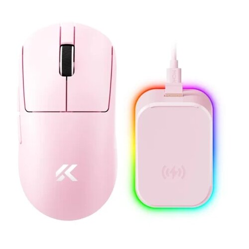 MCHOSE Bežični gaming mi&scaron; A7 V2 Ultra Plus Pink /PAW 3950/8K Hz/Omron Mechanical Cene