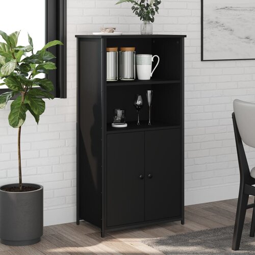 VidaXL Visoka omara črna 62x36x121,5 cm inženirski les Slike