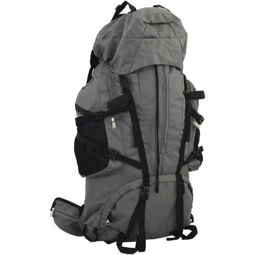 VidaXL Ruksak za planinarenje sivi 100 L od tkanine Oxford Slike