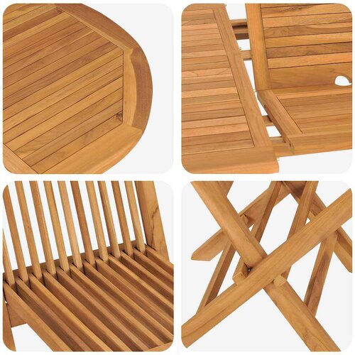  Vrtni set za objed 7 pcs Smeđa Čvrsto teak drvo Slike