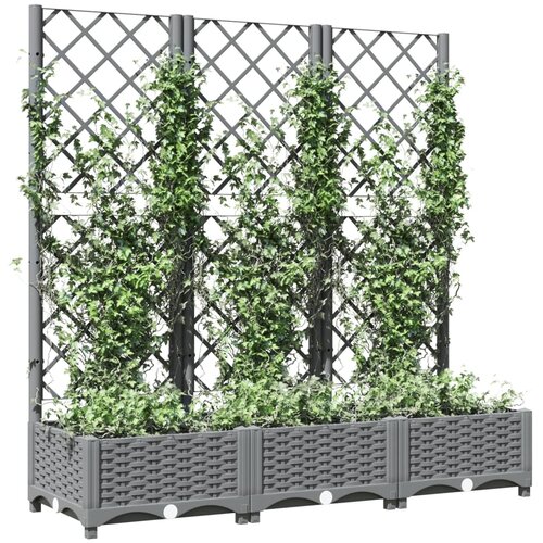  Vrtna sadilica s re&amp;scaron;etkom svjetlosiva 120 x 40 x 121,5 cm PP Slike