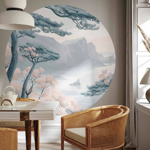  Okrugla fototapeta - Blue coast in delicate colours 140x140 Slike